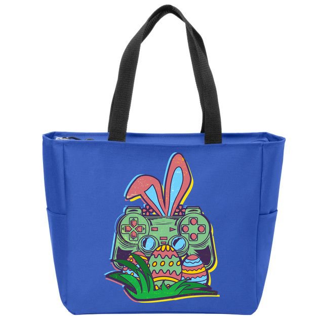 Funny Easter Time Gamer Bunny Ears Controller Easter Eggs Zip Tote Bag