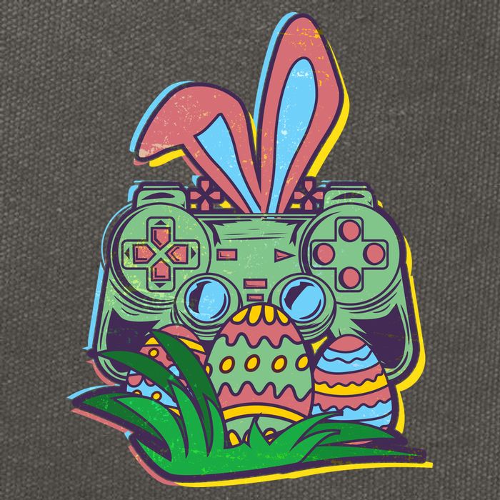 Funny Easter Time Gamer Bunny Ears Controller Easter Eggs Cotton Canvas Backpack