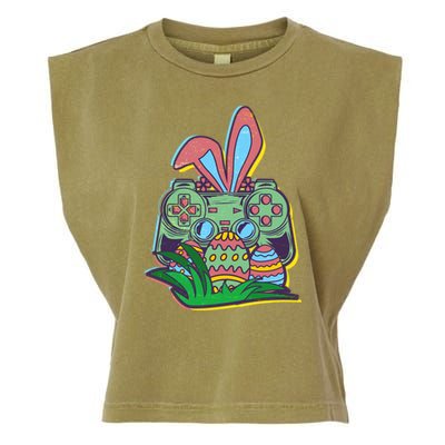 Funny Easter Time Gamer Bunny Ears Controller Easter Eggs Garment-Dyed Women's Muscle Tee