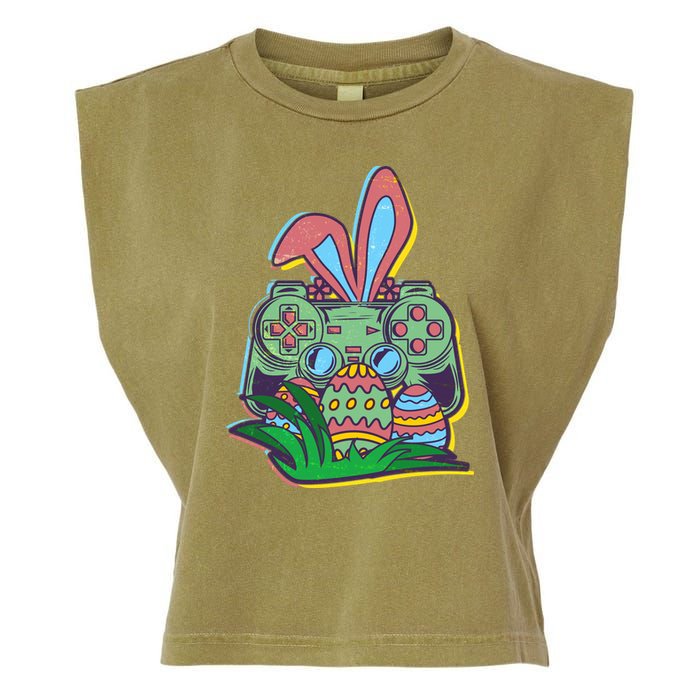 Funny Easter Time Gamer Bunny Ears Controller Easter Eggs Garment-Dyed Women's Muscle Tee