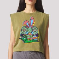 Funny Easter Time Gamer Bunny Ears Controller Easter Eggs Garment-Dyed Women's Muscle Tee