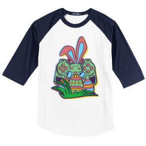 Funny Easter Time Gamer Bunny Ears Controller Easter Eggs Baseball Sleeve Shirt