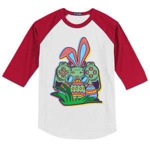 Funny Easter Time Gamer Bunny Ears Controller Easter Eggs Kids Colorblock Raglan Jersey