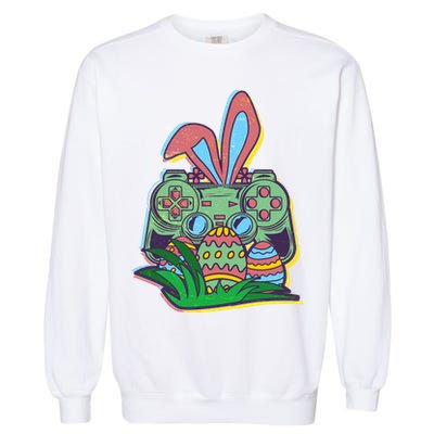 Funny Easter Time Gamer Bunny Ears Controller Easter Eggs Garment-Dyed Sweatshirt