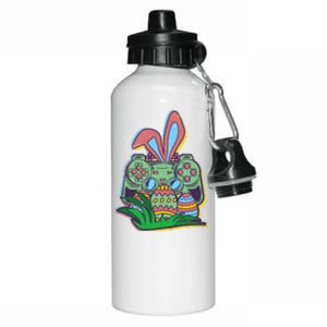 Funny Easter Time Gamer Bunny Ears Controller Easter Eggs Aluminum Water Bottle 