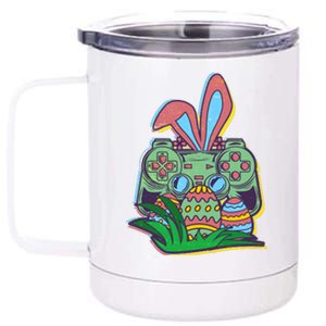 Funny Easter Time Gamer Bunny Ears Controller Easter Eggs 12 oz Stainless Steel Tumbler Cup