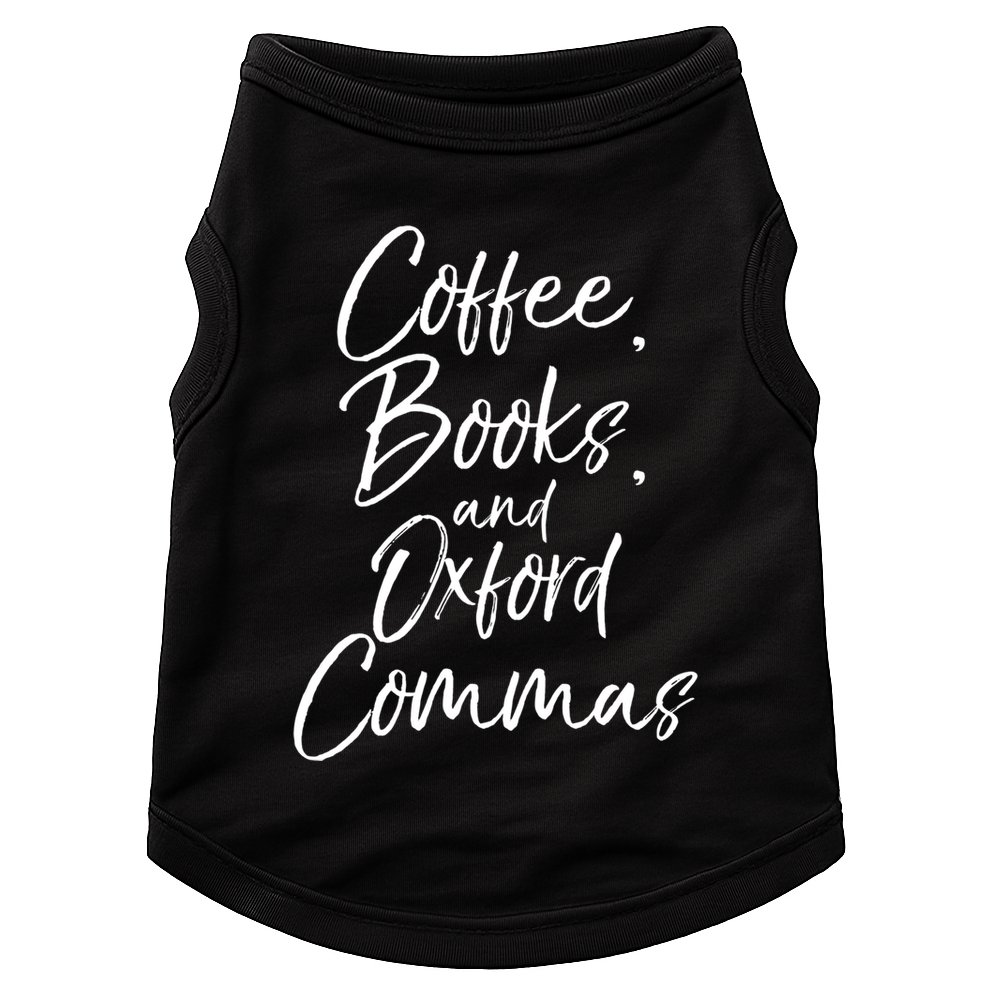 Funny English Teacher Gift Coffee Books And Oxford Commas Gift Doggie Tank