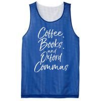 Funny English Teacher Gift Coffee Books And Oxford Commas Gift Mesh Reversible Basketball Jersey Tank