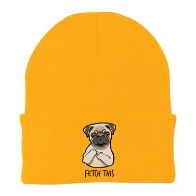 Fetch This Middle Finger Pug Knit Cap Winter Beanie