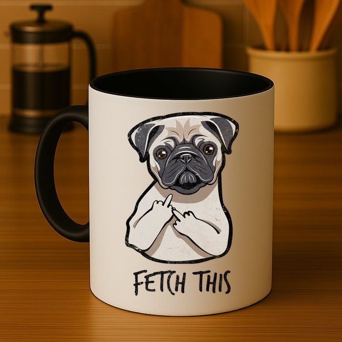 Fetch This Middle Finger Pug Coffee Mug