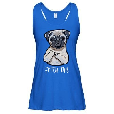 Fetch This Middle Finger Pug Ladies Essential Flowy Tank