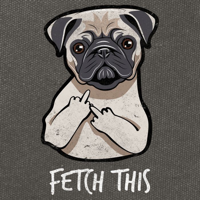 Fetch This Middle Finger Pug Cotton Canvas Backpack