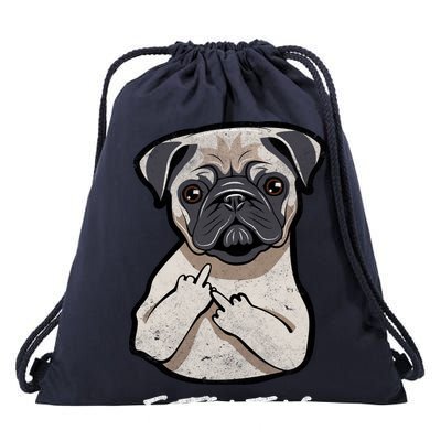 Fetch This Middle Finger Pug Drawstring Bag