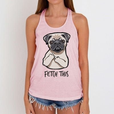 Fetch This Middle Finger Pug Women's Knotted Racerback Tank