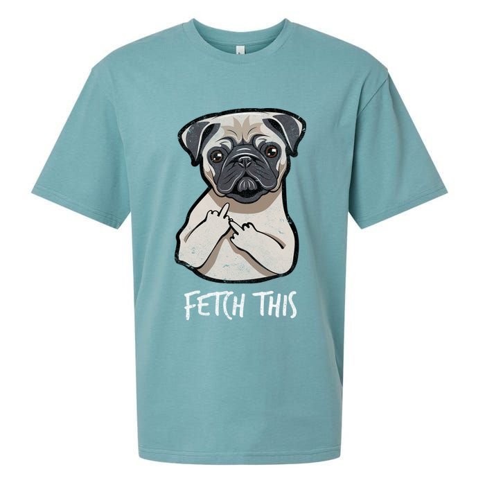 Fetch This Middle Finger Pug Sueded Cloud Jersey T-Shirt