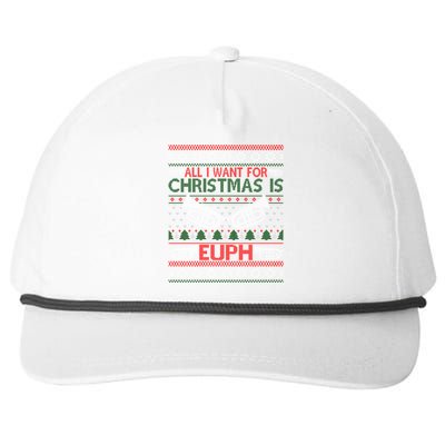 Funny Euph Ugly Christmas Sweater Gift Euphonium Snapback Five-Panel Rope Hat