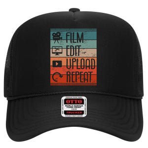 Film Edit Upload Repeat Cinematographer Cinematography High Crown Mesh Back Trucker Hat