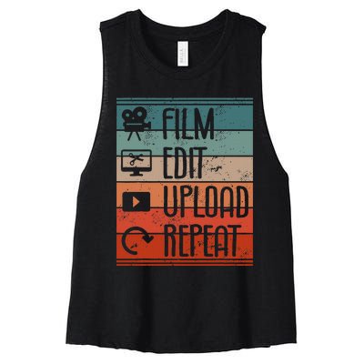 Film Edit Upload Repeat Cinematographer Cinematography Women's Racerback Cropped Tank