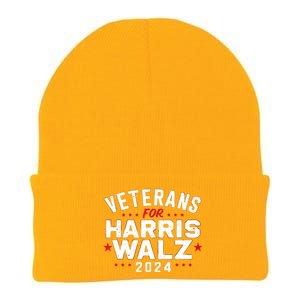 Funny Election Vote Blue Democrat Veterans For Harris Waltz 2024 Gift Knit Cap Winter Beanie