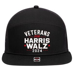 Funny Election Vote Blue Democrat Veterans For Harris Waltz 2024 Gift 7 Panel Mesh Trucker Snapback Hat