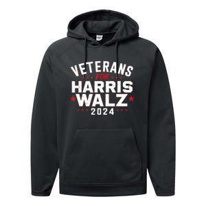 Funny Election Vote Blue Democrat Veterans For Harris Waltz 2024 Gift Performance Fleece Hoodie