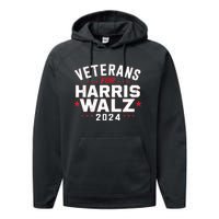 Funny Election Vote Blue Democrat Veterans For Harris Waltz 2024 Gift Performance Fleece Hoodie