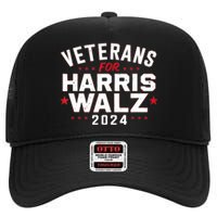 Funny Election Vote Blue Democrat Veterans For Harris Waltz 2024 Gift High Crown Mesh Back Trucker Hat