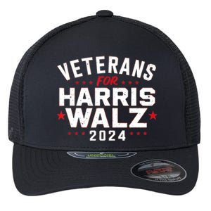 Funny Election Vote Blue Democrat Veterans For Harris Waltz 2024 Gift Flexfit Unipanel Trucker Cap