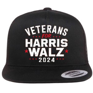 Funny Election Vote Blue Democrat Veterans For Harris Waltz 2024 Gift Flat Bill Trucker Hat