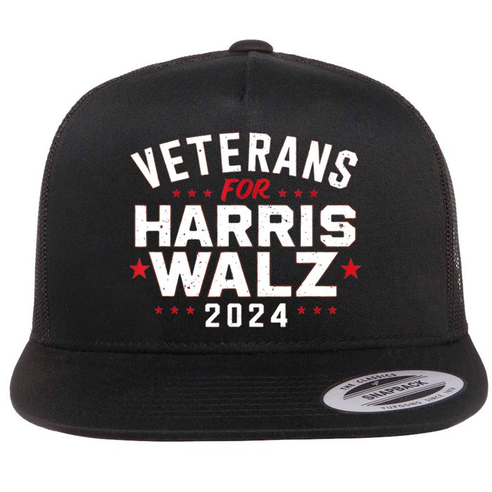 Funny Election Vote Blue Democrat Veterans For Harris Waltz 2024 Gift Flat Bill Trucker Hat