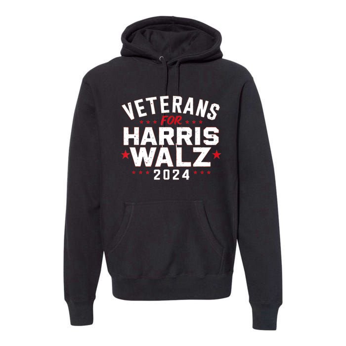 Funny Election Vote Blue Democrat Veterans For Harris Waltz 2024 Gift Premium Hoodie