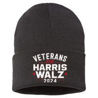 Funny Election Vote Blue Democrat Veterans For Harris Waltz 2024 Gift Sustainable Knit Beanie