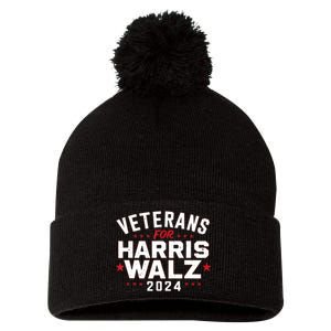 Funny Election Vote Blue Democrat Veterans For Harris Waltz 2024 Gift Pom Pom 12in Knit Beanie