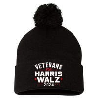 Funny Election Vote Blue Democrat Veterans For Harris Waltz 2024 Gift Pom Pom 12in Knit Beanie