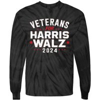 Funny Election Vote Blue Democrat Veterans For Harris Waltz 2024 Gift Tie-Dye Long Sleeve Shirt