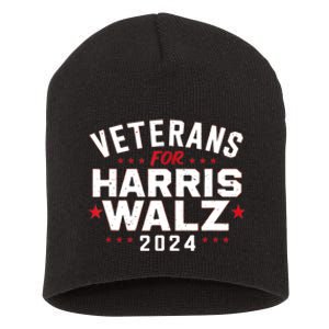 Funny Election Vote Blue Democrat Veterans For Harris Waltz 2024 Gift Short Acrylic Beanie