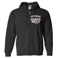 Funny Election Vote Blue Democrat Veterans For Harris Waltz 2024 Gift Full Zip Hoodie