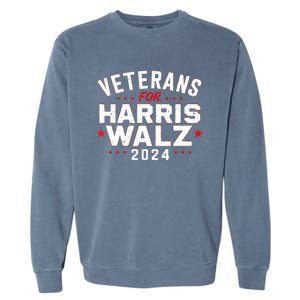 Funny Election Vote Blue Democrat Veterans For Harris Waltz 2024 Gift Garment-Dyed Sweatshirt