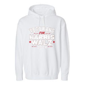 Funny Election Vote Blue Democrat Veterans For Harris Waltz 2024 Gift Garment-Dyed Fleece Hoodie