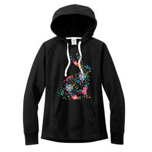 Floral Easter Women Easter Bunny Spring Flowers Rabbit Women's Fleece Hoodie