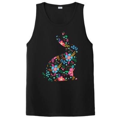 Floral Easter Women Easter Bunny Spring Flowers Rabbit PosiCharge Competitor Tank