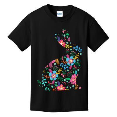 Floral Easter Women Easter Bunny Spring Flowers Rabbit Kids T-Shirt