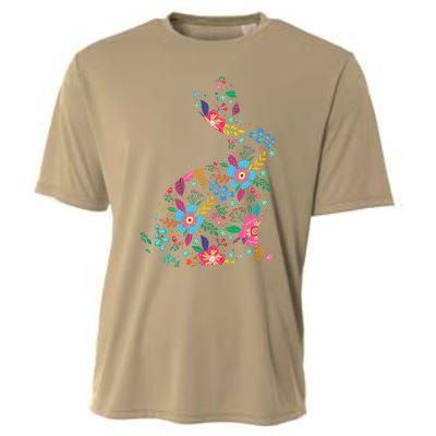 Floral Easter Women Easter Bunny Spring Flowers Rabbit Cooling Performance Crew T-Shirt