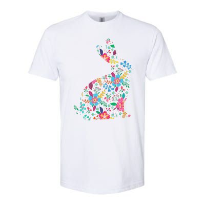 Floral Easter Women Easter Bunny Spring Flowers Rabbit Softstyle® CVC T-Shirt