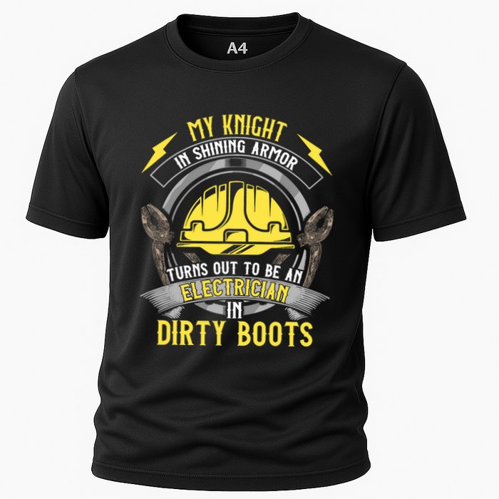 Funny Electrician Wife Girlfriend My Knight In Shining Armor Cooling Performance Crew T-Shirt