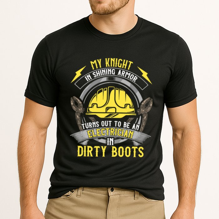 Funny Electrician Wife Girlfriend My Knight In Shining Armor Cooling Performance Crew T-Shirt