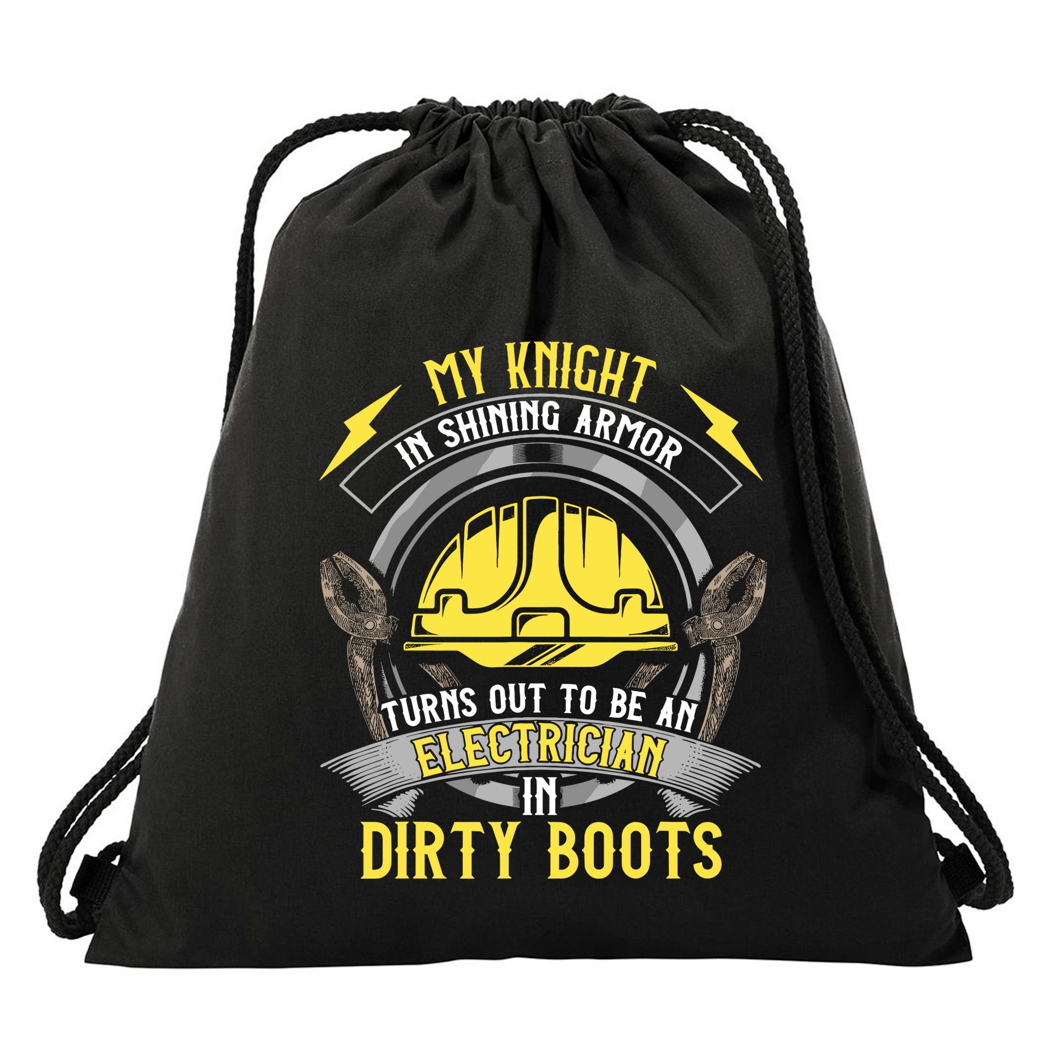 Funny Electrician Wife Girlfriend My Knight In Shining Armor Drawstring Bag