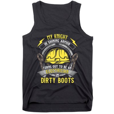 Funny Electrician Wife Girlfriend My Knight In Shining Armor Tank Top