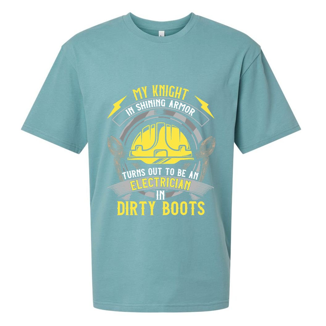 Funny Electrician Wife Girlfriend My Knight In Shining Armor Sueded Cloud Jersey T-Shirt