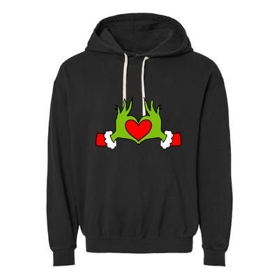 Funny Elf With Cute Heart Hands Symbol Style Christmas Garment-Dyed Fleece Hoodie